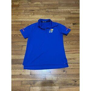 Adidas Womens Kansas Jayhawks Sideline Polo Shirt Size Large Blue Climalite